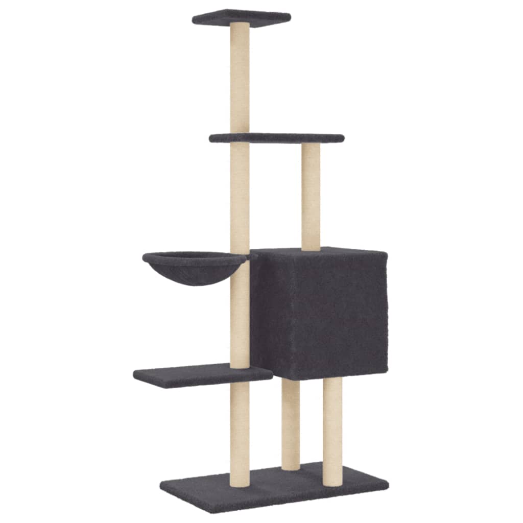 Cat Tree with Sisal Scratching Posts Dark Grey 145 cm