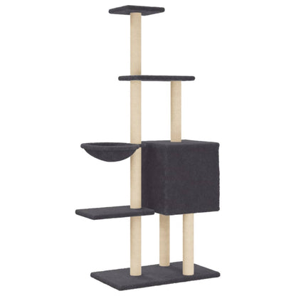 Cat Tree with Sisal Scratching Posts Dark Grey 145 cm