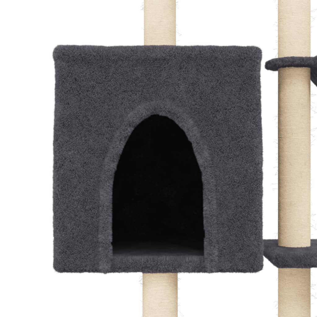 Cat Tree with Sisal Scratching Posts Dark Grey 145 cm