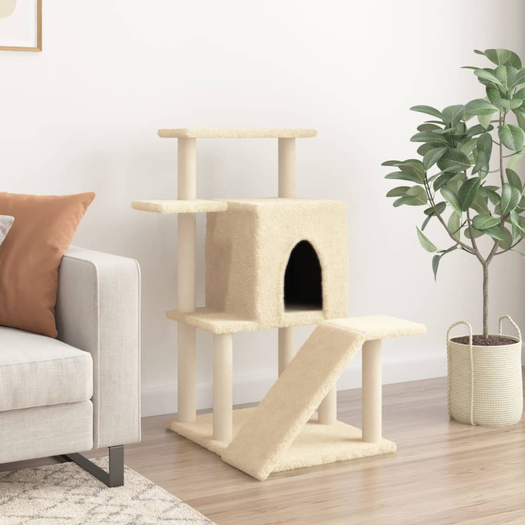 Cat Tree with Sisal Scratching Posts Cream 97 cm