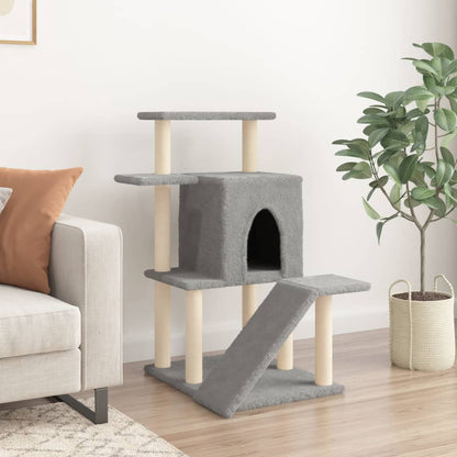 Cat Tree with Sisal Scratching Posts Light Grey 97 cm