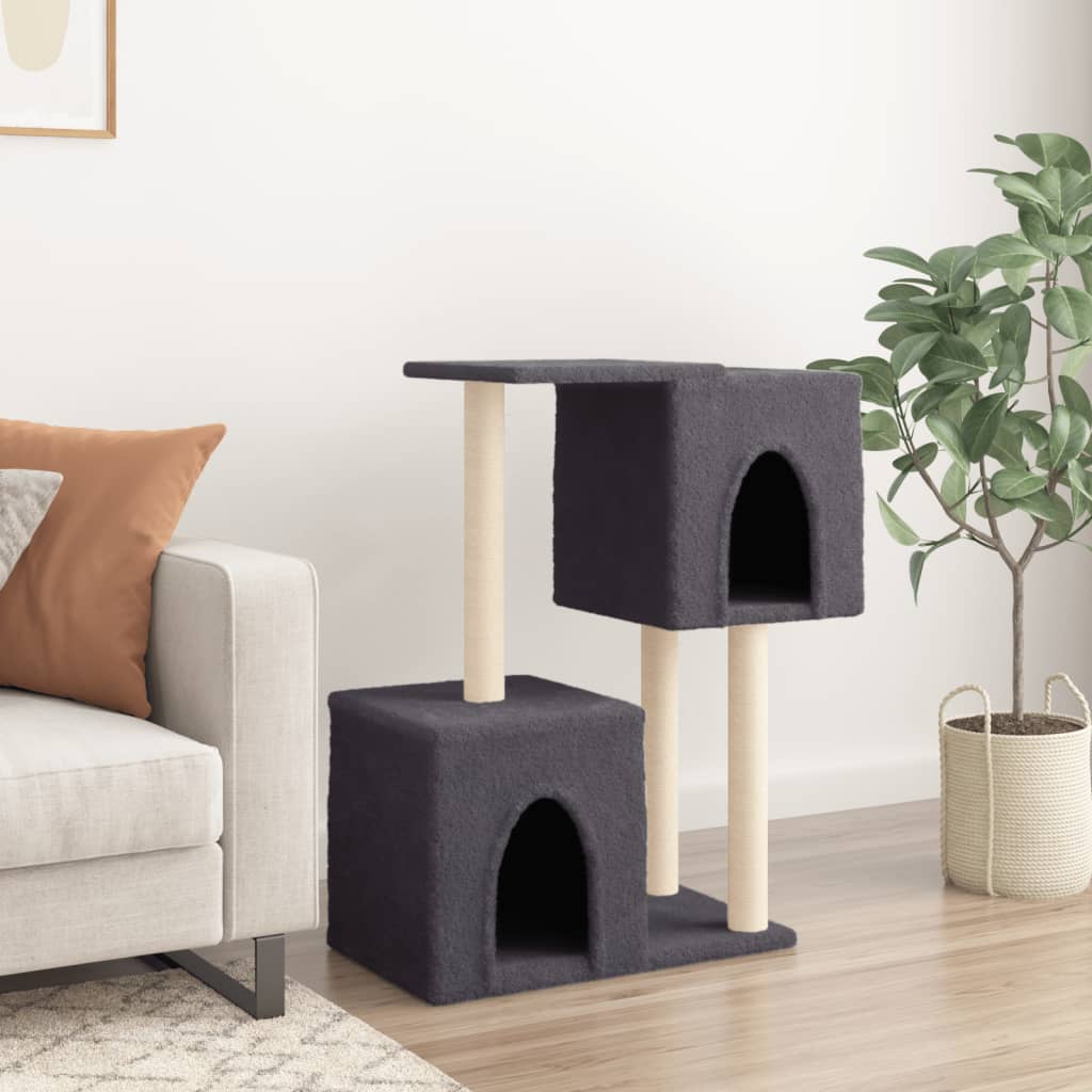 Cat Tree with Sisal Scratching Posts Dark Grey 86 cm
