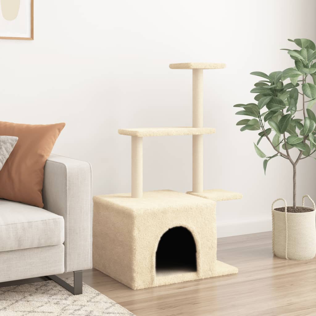 Cat Tree with Sisal Scratching Posts Cream 110 cm
