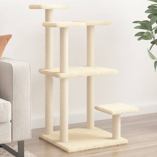 Cat Scratching Posts with Platforms Cream 98.5 cm