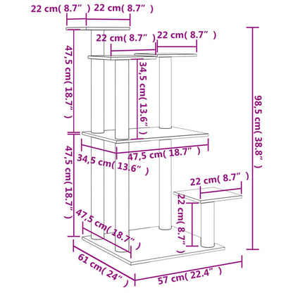 Cat Scratching Posts with Platforms Light Grey 98.5 cm