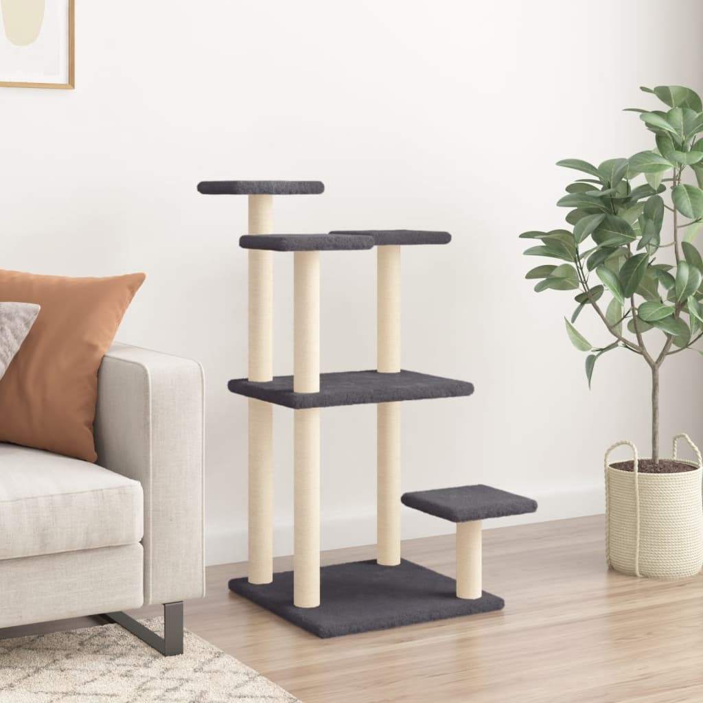 Cat Scratching Posts with Platforms Dark Grey 98.5 cm