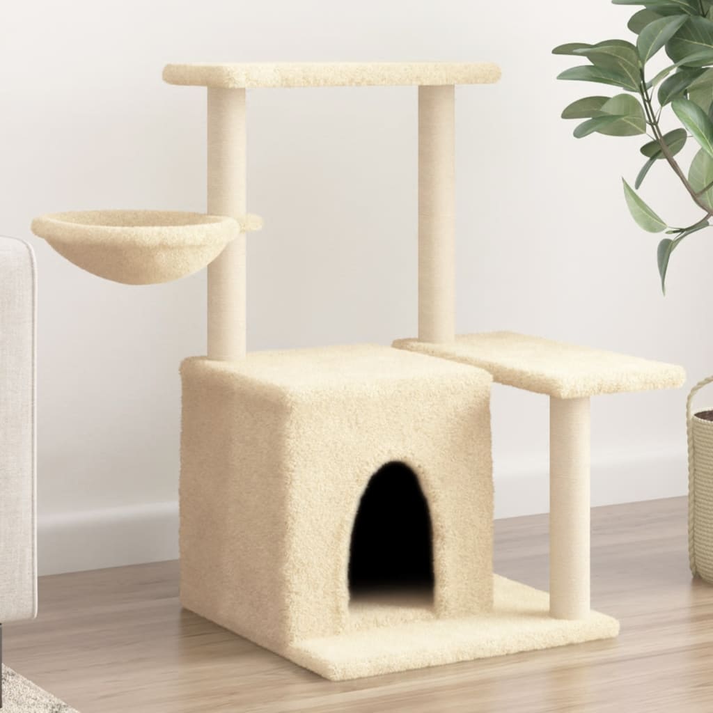 Cat Tree with Sisal Scratching Posts Cream 83 cm