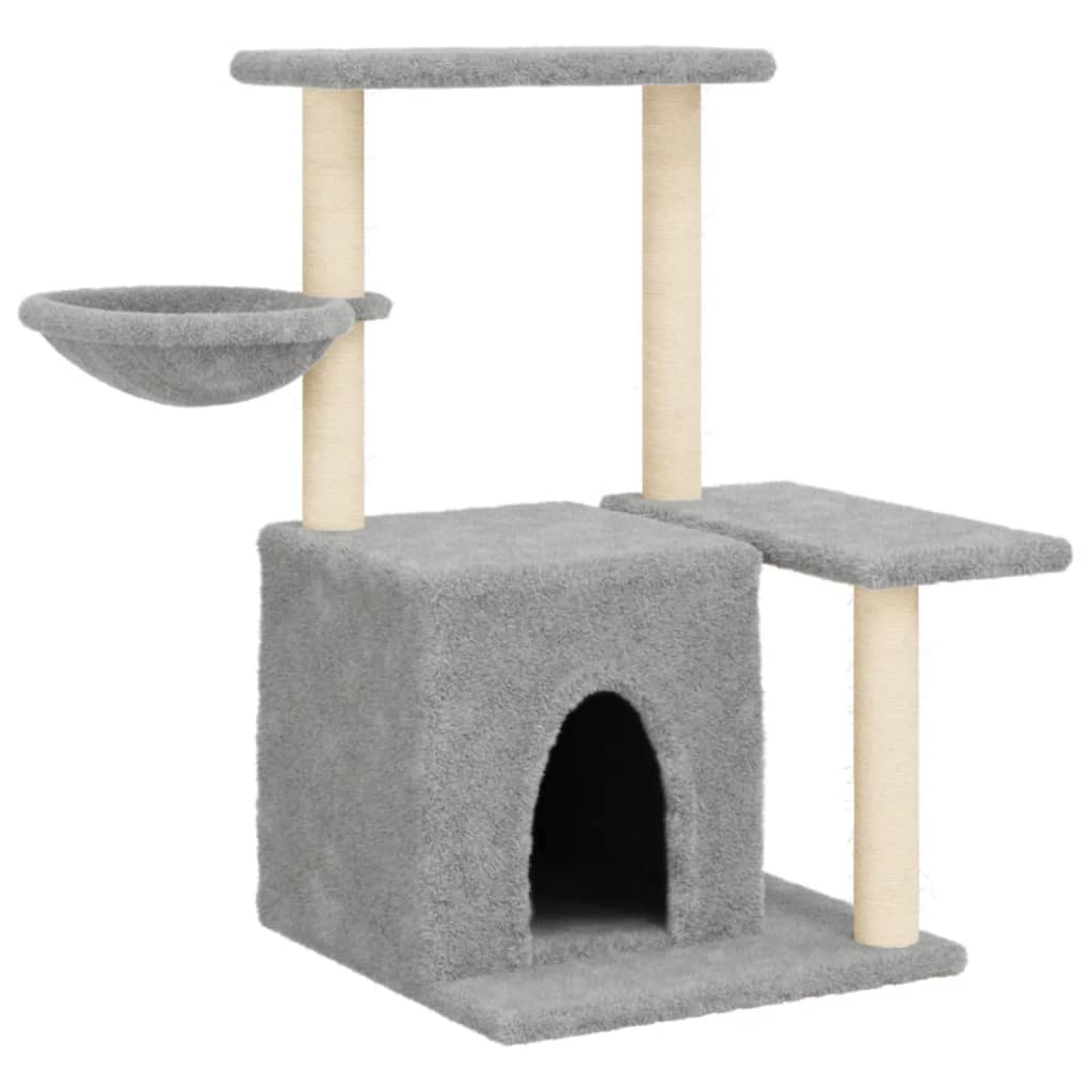 Cat Tree with Sisal Scratching Posts Light Grey 83 cm