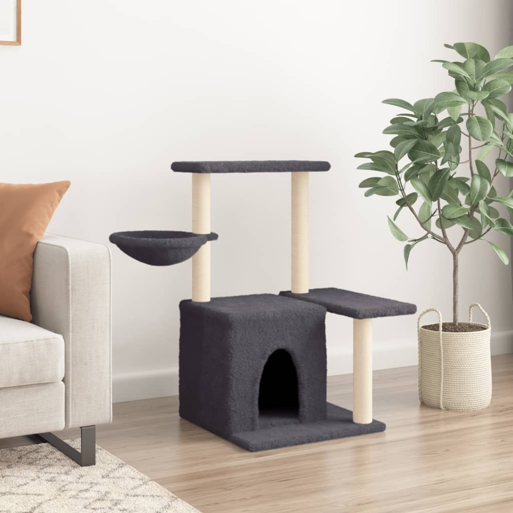 Cat Tree with Sisal Scratching Posts Dark Grey 83 cm