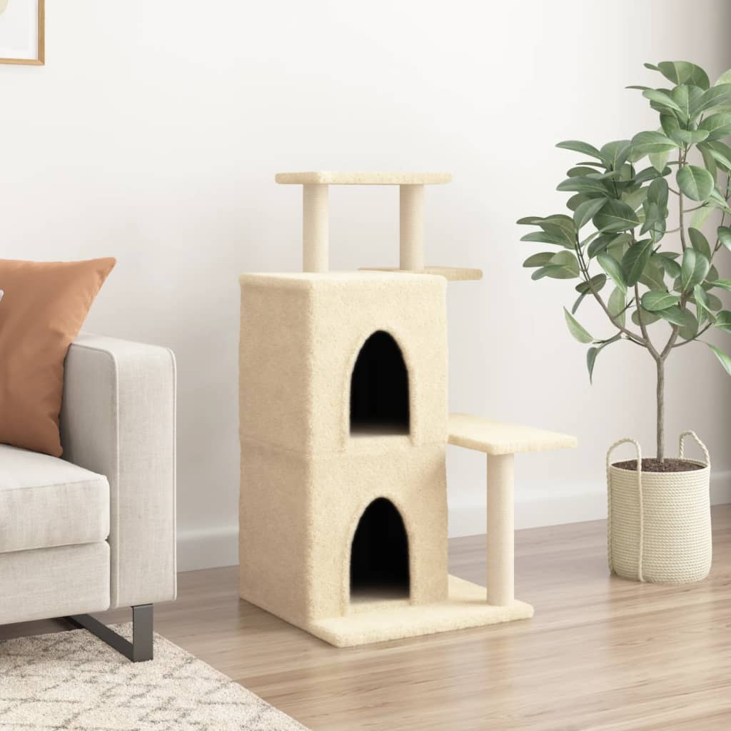 Cat Tree with Sisal Scratching Posts Cream 97 cm