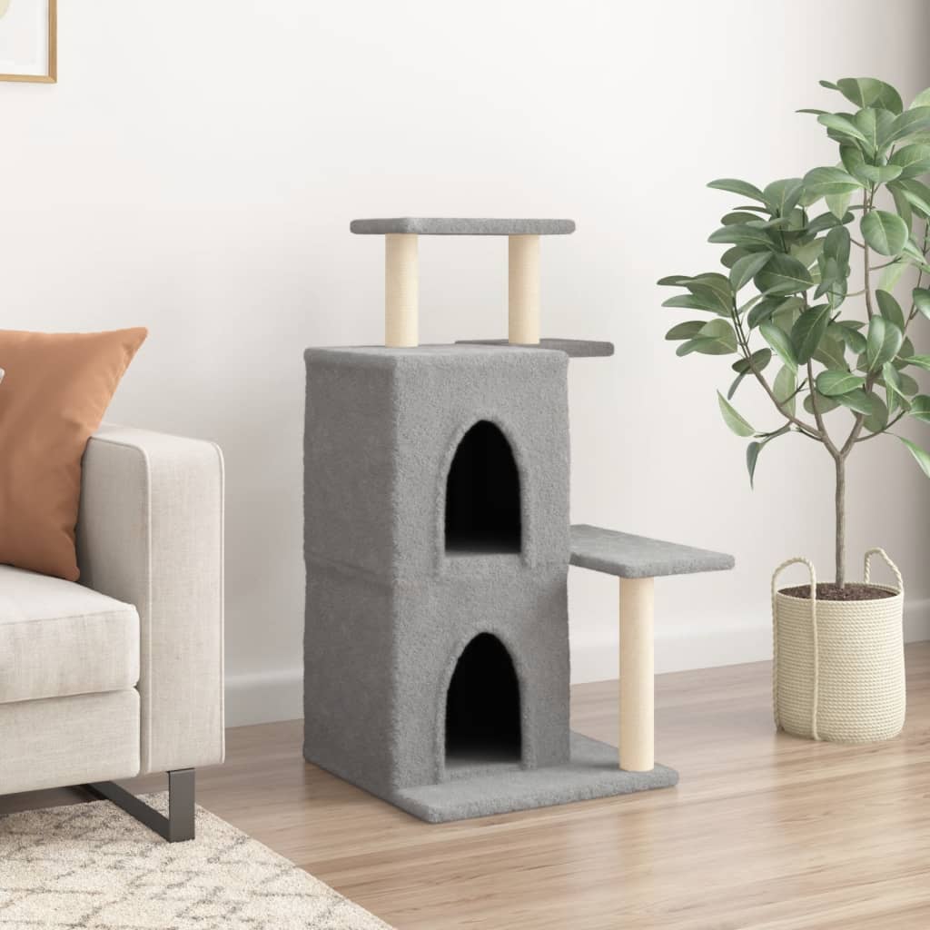 Cat Tree with Sisal Scratching Posts Light Grey 97 cm