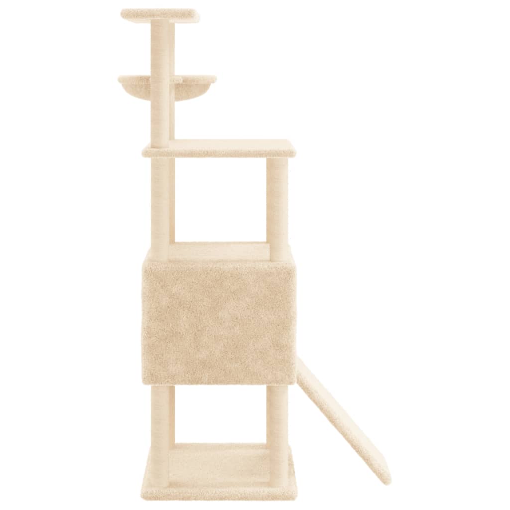 Cat Tree with Sisal Scratching Posts Cream 153 cm