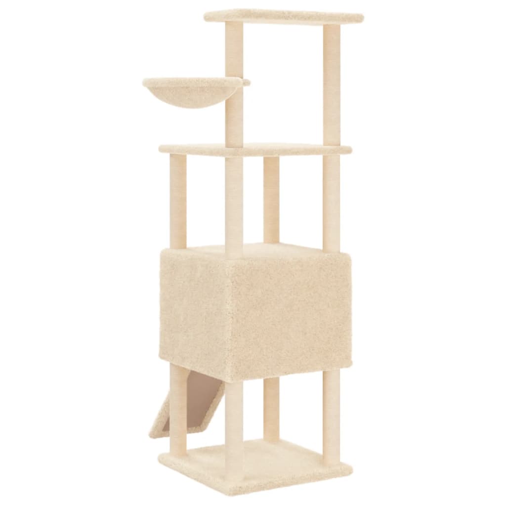 Cat Tree with Sisal Scratching Posts Cream 153 cm