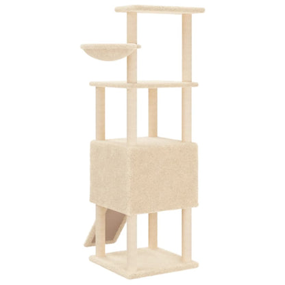 Cat Tree with Sisal Scratching Posts Cream 153 cm