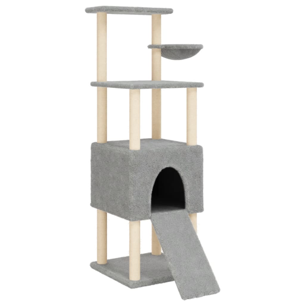 Cat Tree with Sisal Scratching Posts Light Grey 153 cm