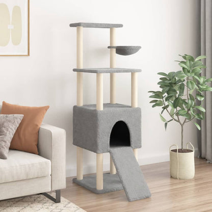 Cat Tree with Sisal Scratching Posts Light Grey 153 cm