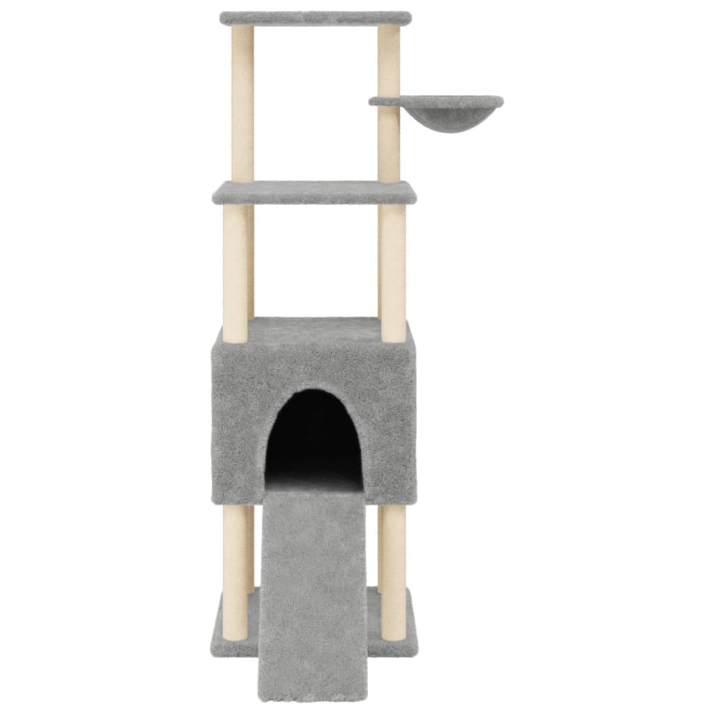 Cat Tree with Sisal Scratching Posts Light Grey 153 cm