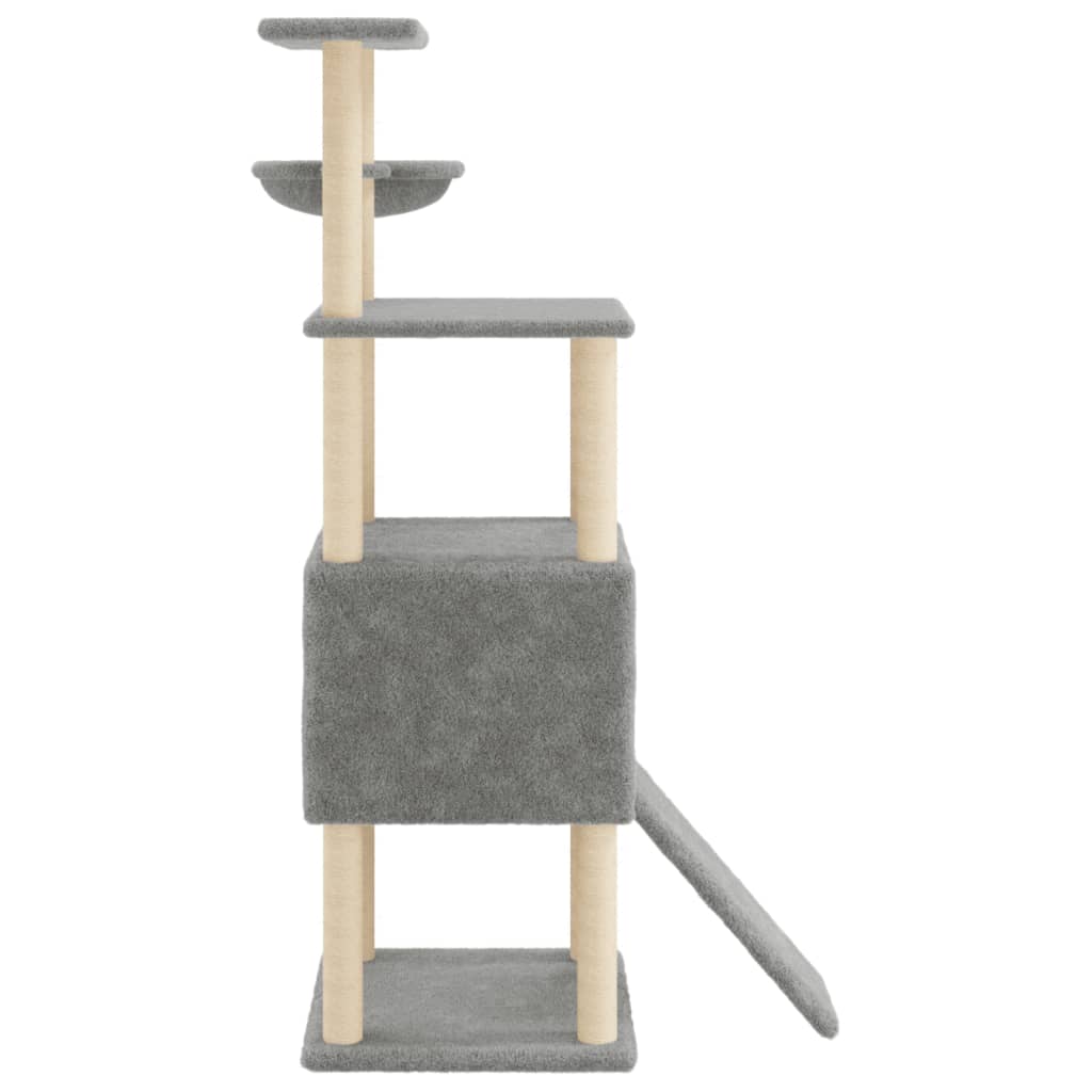 Cat Tree with Sisal Scratching Posts Light Grey 153 cm