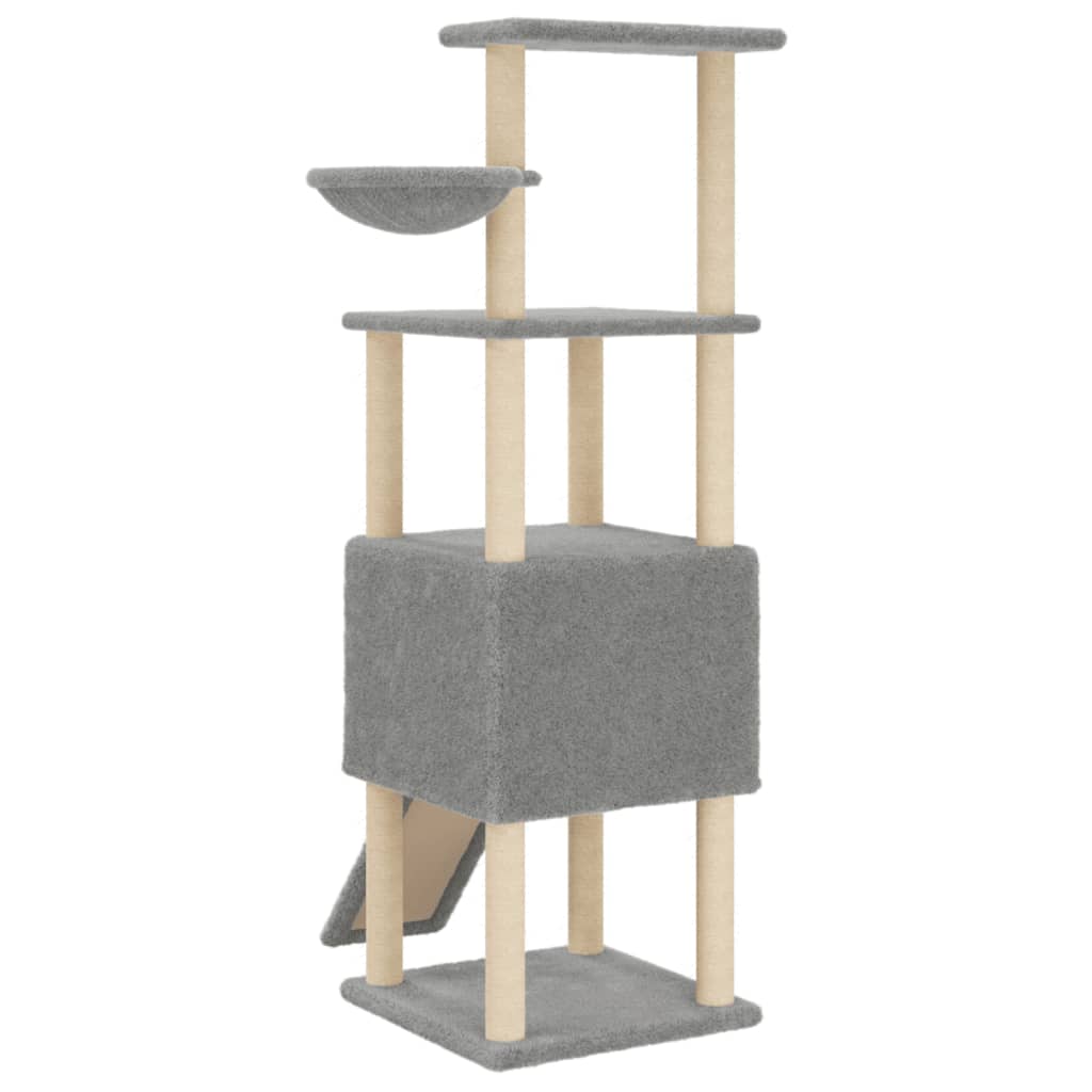 Cat Tree with Sisal Scratching Posts Light Grey 153 cm