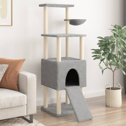 Cat Tree with Sisal Scratching Posts Light Grey 153 cm