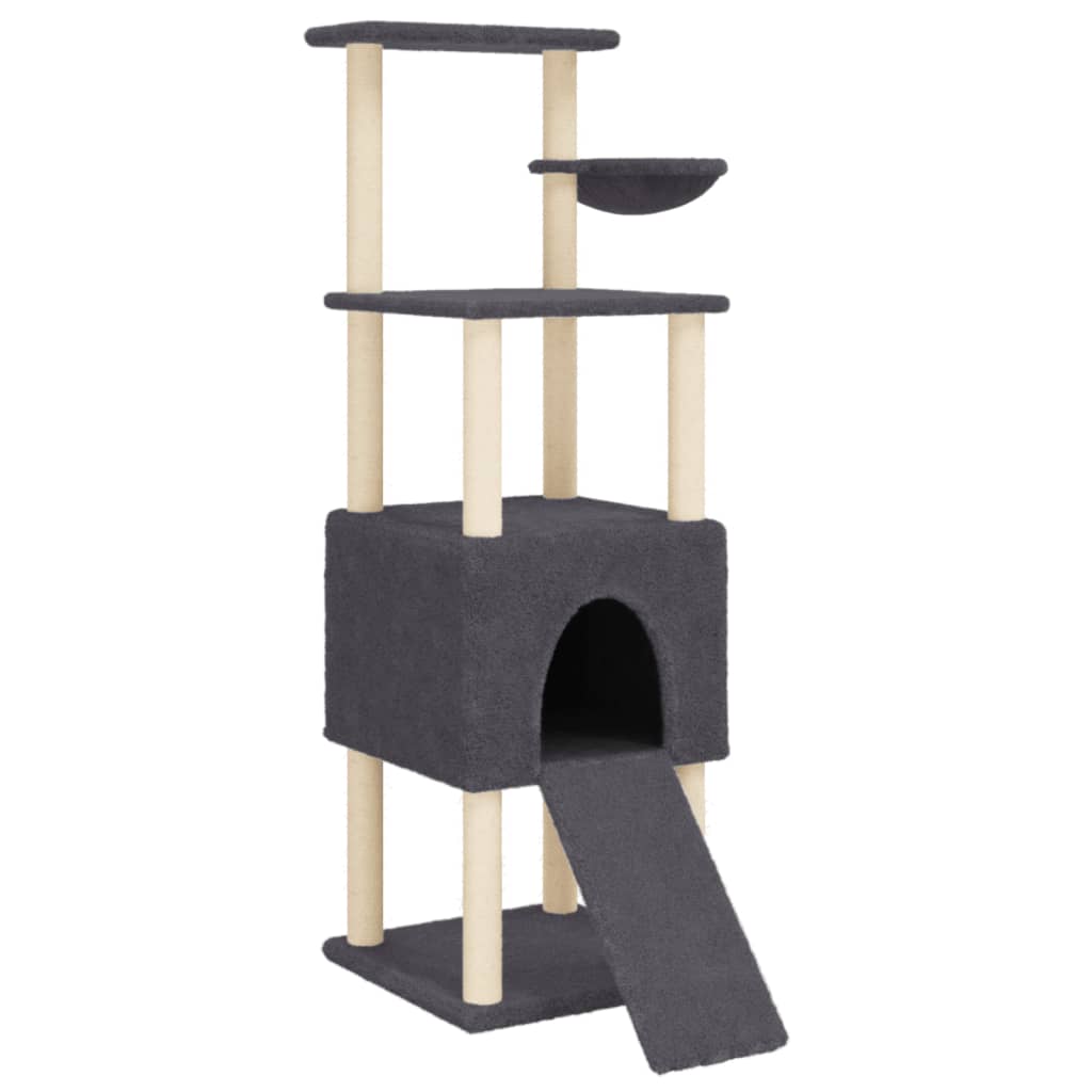 Cat Tree with Sisal Scratching Posts Dark Grey 153 cm