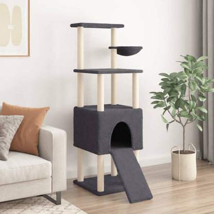 Cat Tree with Sisal Scratching Posts Dark Grey 153 cm