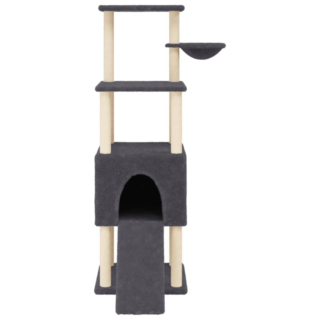 Cat Tree with Sisal Scratching Posts Dark Grey 153 cm