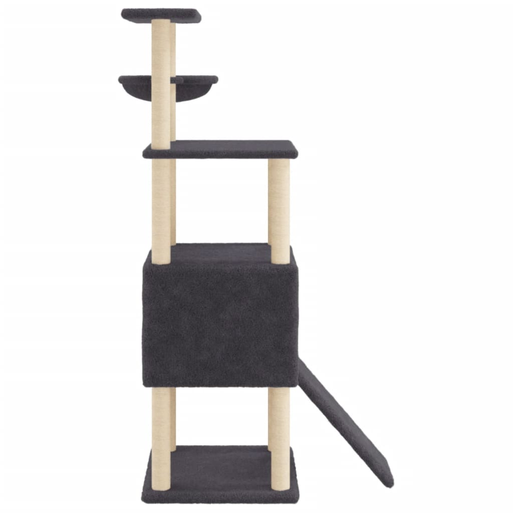Cat Tree with Sisal Scratching Posts Dark Grey 153 cm
