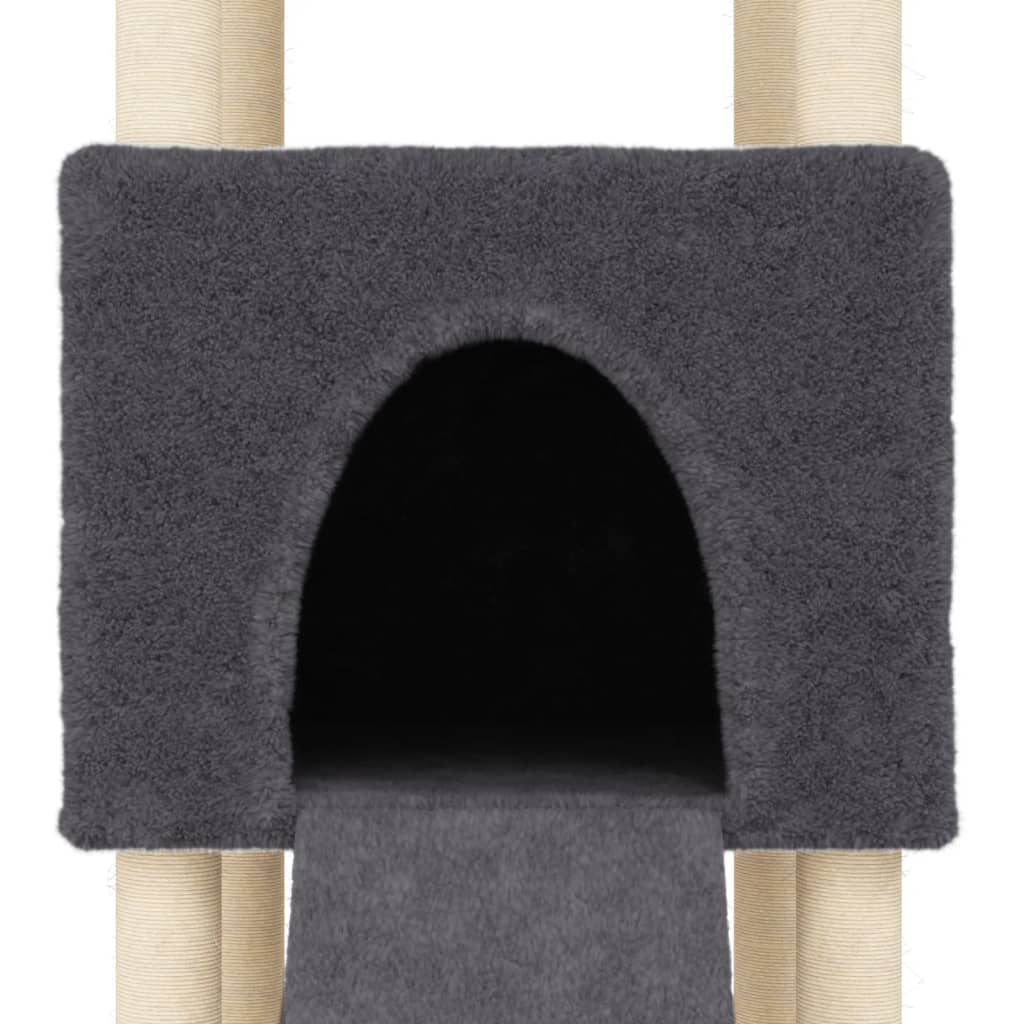 Cat Tree with Sisal Scratching Posts Dark Grey 153 cm