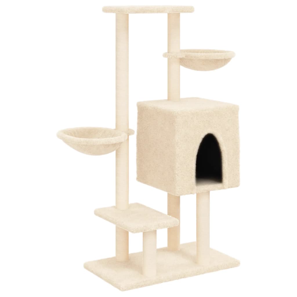 Cat Tree with Sisal Scratching Posts Cream 117 cm
