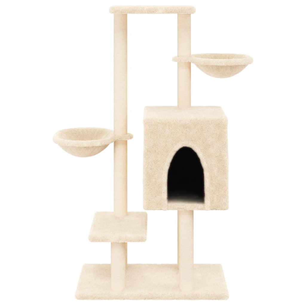 Cat Tree with Sisal Scratching Posts Cream 117 cm