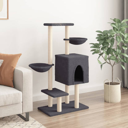 Cat Tree with Sisal Scratching Posts Dark Grey 117 cm