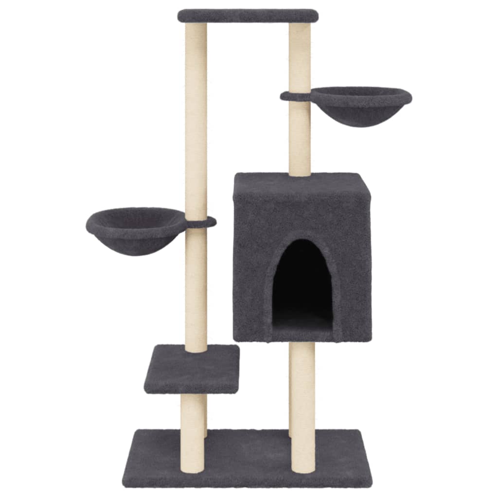 Cat Tree with Sisal Scratching Posts Dark Grey 117 cm