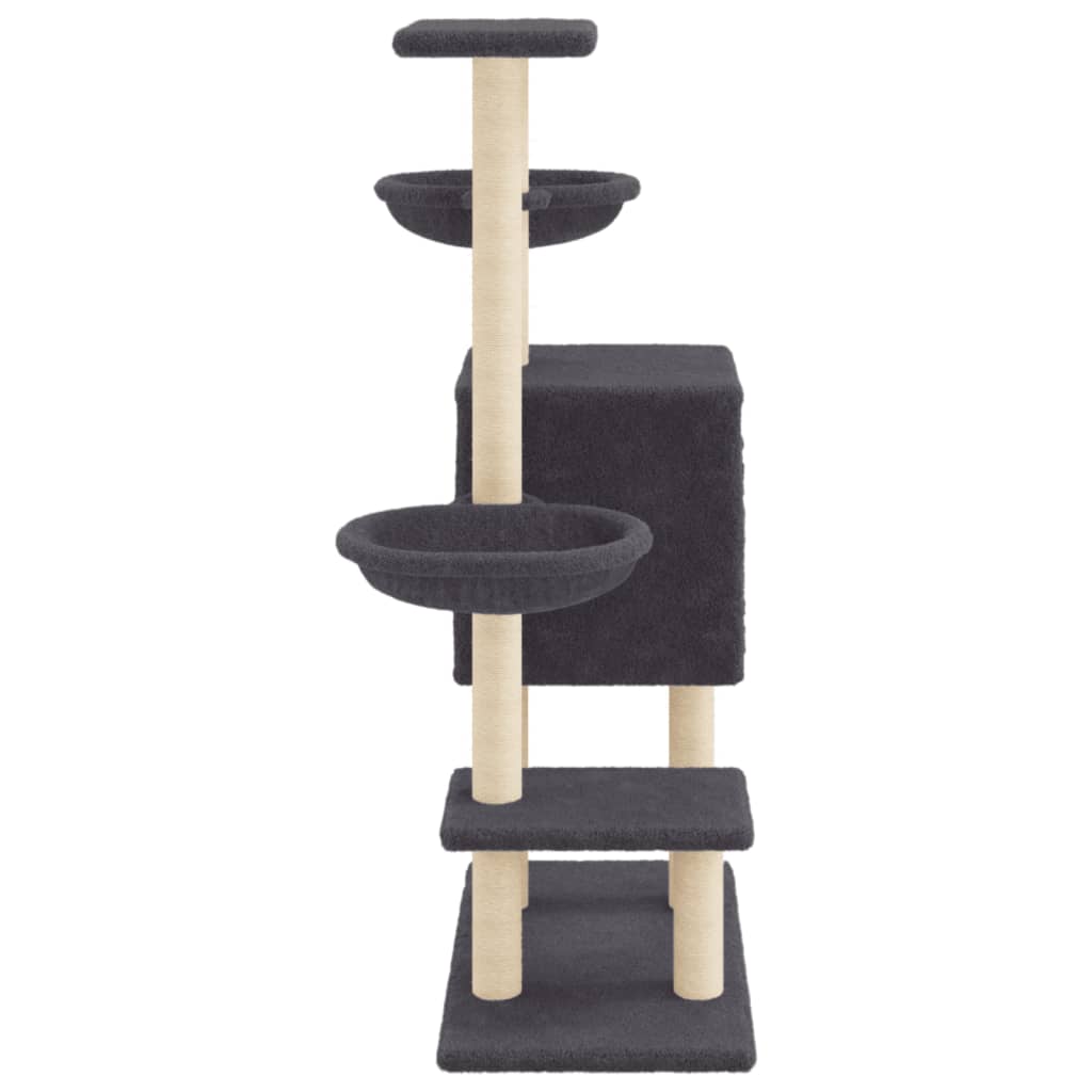 Cat Tree with Sisal Scratching Posts Dark Grey 117 cm