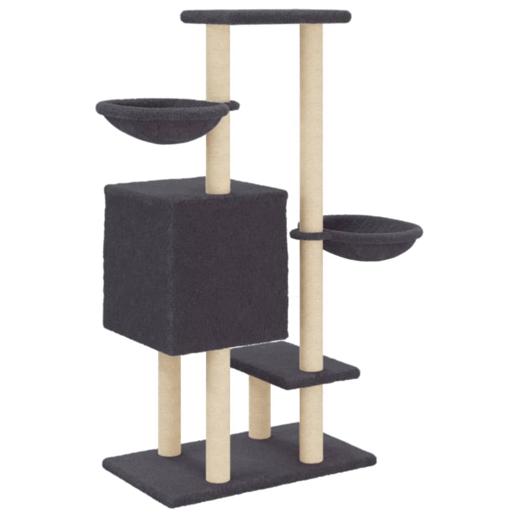 Cat Tree with Sisal Scratching Posts Dark Grey 117 cm