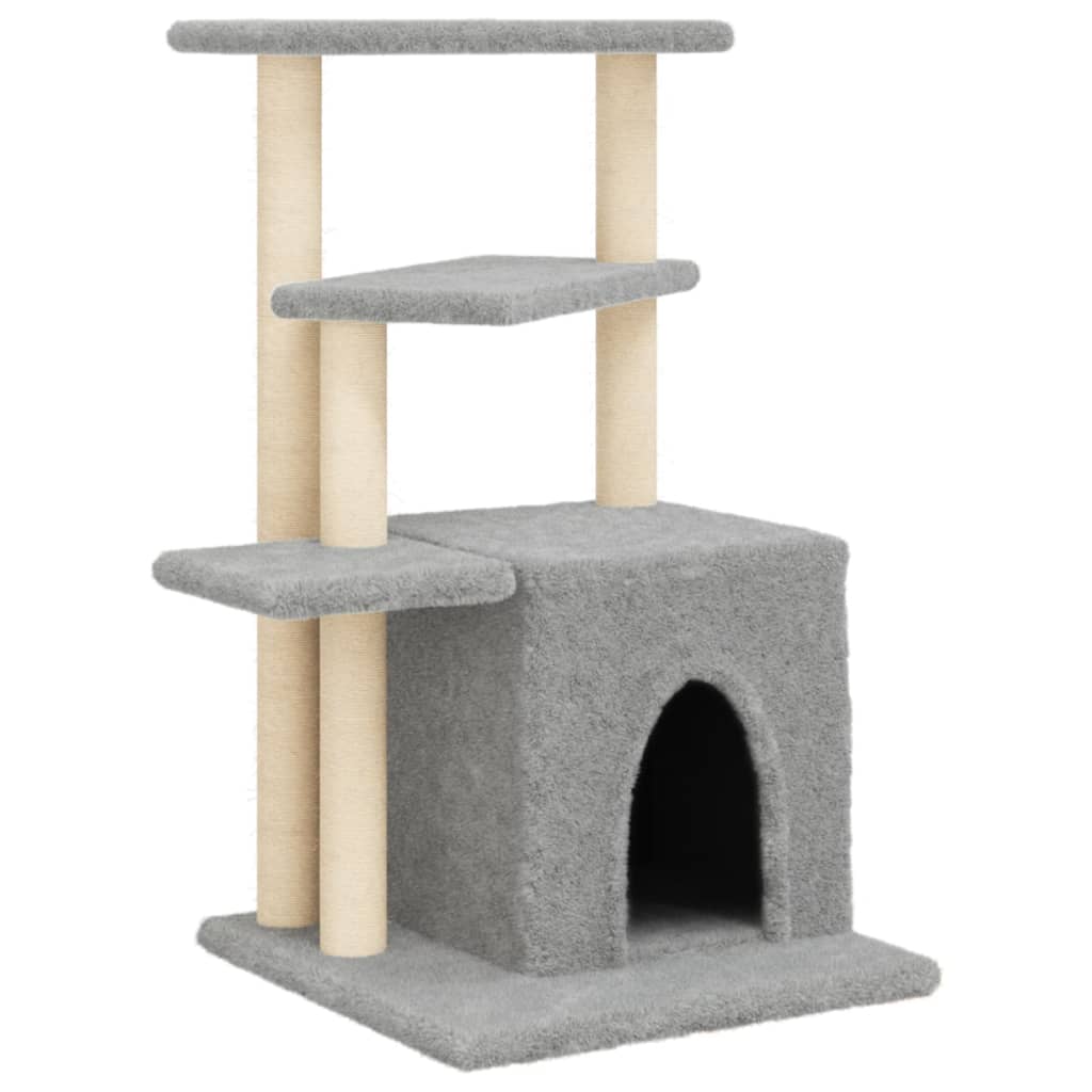 Cat Tree with Sisal Scratching Posts Light Grey 83.5 cm