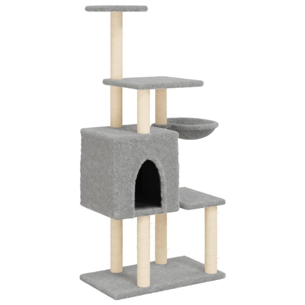 Cat Tree with Sisal Scratching Posts Light Grey 131 cm