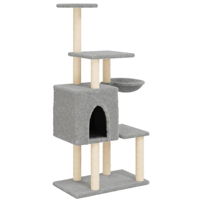 Cat Tree with Sisal Scratching Posts Light Grey 131 cm