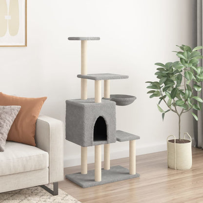 Cat Tree with Sisal Scratching Posts Light Grey 131 cm