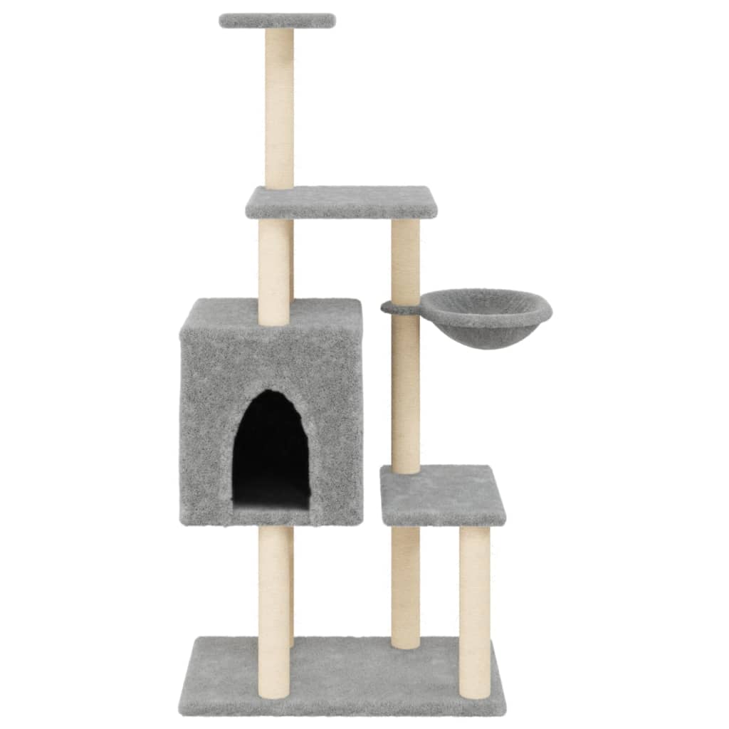 Cat Tree with Sisal Scratching Posts Light Grey 131 cm