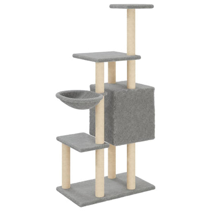 Cat Tree with Sisal Scratching Posts Light Grey 131 cm