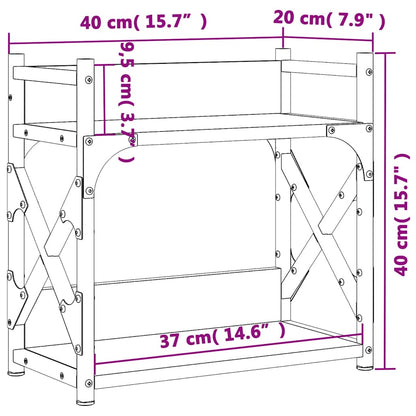 Printer Stand 2-Tier Black 40x20x40 cm Engineered Wood