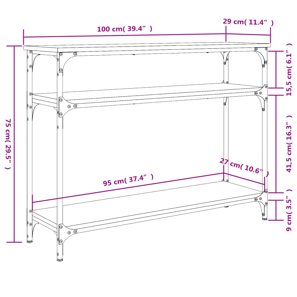 Console Table Sonoma Oak 100x29x75 cm Engineered Wood