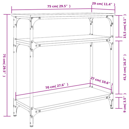 Console Table Sonoma Oak 75x29x75 cm Engineered Wood