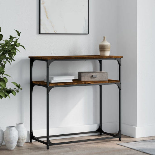 Console Table Smoked Oak 75x35.5x75 cm Engineered Wood