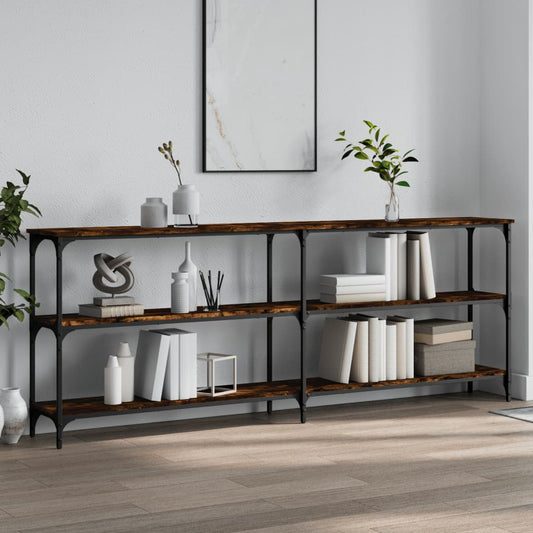 Console Table Smoked Oak 200x29x75 cm Engineered Wood
