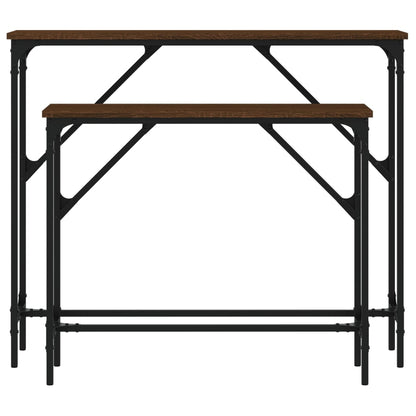 Console Tables 2 pcs Brown Oak Engineered Wood
