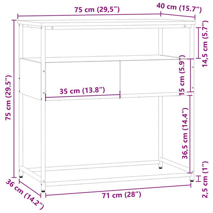 Console Table Brown Oak 75x40x75 cm Engineered Wood
