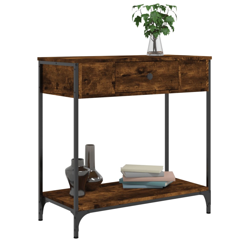 Console Table Smoked Oak 75x34.5x75 cm Engineered Wood