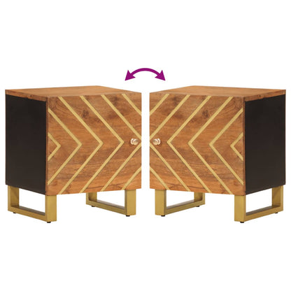 Bedside Cabinet Brown and Black Solid Wood Mango